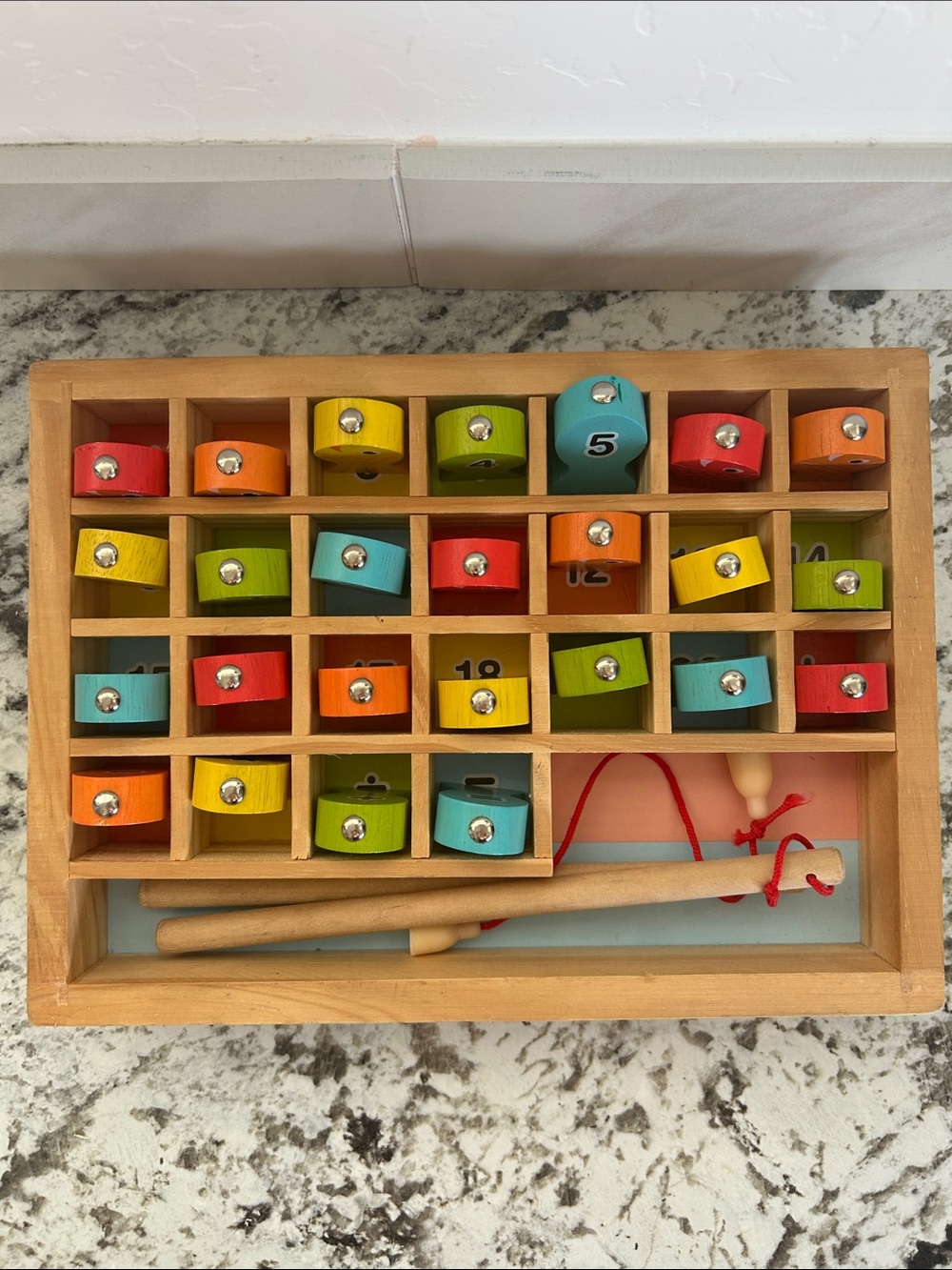 Wooden Colorful Counting and Math Fishing Game